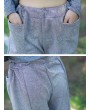 Casual Loose Solid Grey Big Pockets Women Wide Leg Pants