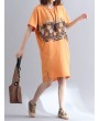 Casual Women Printed Short Sleeve Loose Dresses