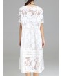 Women Jacquard O-Neck Short Sleeve Billowing Two-Piece Dresses