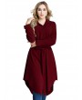 Long Sleeve Pure Color Buttons Shirt Dresses For Women