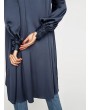 Long Sleeve Dark Blue Asymmetrical Casual Shirt Dresses