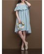 Women Casual Solid Color Ruffled Off Shoulder Dresses