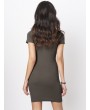 Women Casual Short Sleeve High Collar Knit Mini Dress