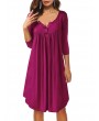 Button Fly O-neck Pleated Casual Dresses