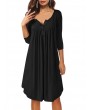 Button Fly O-neck Pleated Casual Dresses