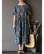 Vintage Casual Women Short Sleeve Floral Print Dresses