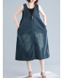 Casual V-neck Sleeveless Denim Overall Dress