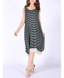 Casual Women Sleeveless Fake Two Pieces O-neck Mid-Long Dresses