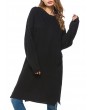 Casual Pure Color Side Splited Long Sleeve Women Sweater Dresses