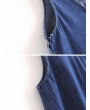 Denim Pure Color Side Buttons Splited Sleeveless Casual Dresses