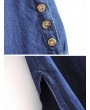 Denim Pure Color Side Buttons Splited Sleeveless Casual Dresses