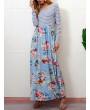 Floral Printed Striped Patchwork Maxi Casual Dresses