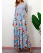 Floral Printed Striped Patchwork Maxi Casual Dresses