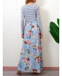 Floral Printed Striped Patchwork Maxi Casual Dresses