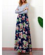 Floral Printed Striped Patchwork Maxi Casual Dresses