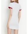 Casual Patchwork Split Short Sleeve O-neck Mini Dress For Women