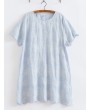 Short Sleeve O-Neck Embroidery Wave Edge Casual Dresses