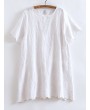 Short Sleeve O-Neck Embroidery Wave Edge Casual Dresses