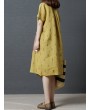 Casual Strawberry Dog Pattern Short Sleeve O-neck Dress For Women