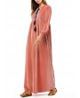 Islam Muslim Velvet Embroidery Pink Long Sleeve Dress