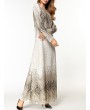 Elegant Print Long Sleeve Islam Muslim Slim Long Dress