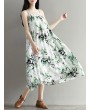 Flowy Ink Print Spaghetti Strap Loose O-neck Maxi Dress For Women