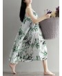 Flowy Ink Print Spaghetti Strap Loose O-neck Maxi Dress For Women