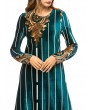 Velvet Printed Striped Long Sleeve Islam Muslim Long Dress