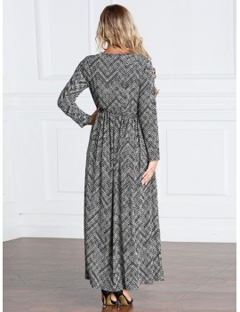 Vintage Women Muslim Print Maxi Dresses