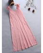 Bowknots V Neck Solid Color Straps Maxi Dress