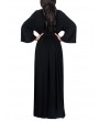 Solid Color Long Sleeve V-neck Maxi Dress