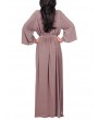 Solid Color Long Sleeve V-neck Maxi Dress