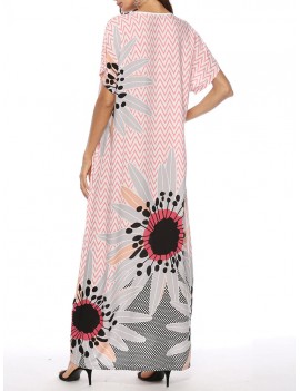 Summer Print Crew Neck Overhead Maxi Dress