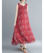 Loose Print Sleeveless Crew Neck Overhead Maxi Dress