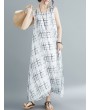 Loose Print Sleeveless Crew Neck Overhead Maxi Dress