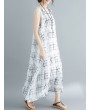 Loose Print Sleeveless Crew Neck Overhead Maxi Dress