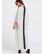 Women Contrast Color Long Sleeve Loose Long Maxi Dresses