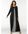 Women Long Sleeve Patchwork Loose O-Neck Long Maxi Dresses