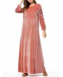 Muslim Embroidery Long Sleeve Overhead Maxi Dress