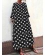 Polka Dots Print Short Sleeve Pockets Maxi Dress