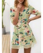 Bohemian Floral Printed V-neck Half Sleeve Mini Dresses