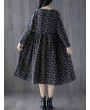 Tie Waist Floral Print Loose Long Sleeve Vintage Dresses