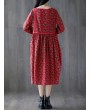 Tie Waist Floral Print Loose Long Sleeve Vintage Dresses