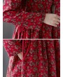 Tie Waist Floral Print Loose Long Sleeve Vintage Dresses