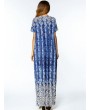 Casual Print O-neck Loose Short Sleeve Maxi Dresses For Women