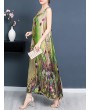 Side Splited Floral Print Elegant Sleeveless Maxi Dresses