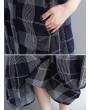 Sleeveless Plaid Print Irregular O-neck Vintage Dresses