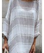 Contrast Color Stripe Loose Long Sleeve Casual Maxi Dress