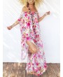 Off-shoulder Floral Leopard Print Maxi Dress For Women