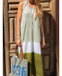 Bohemian Print Patch Sleeveless Maxi Dress